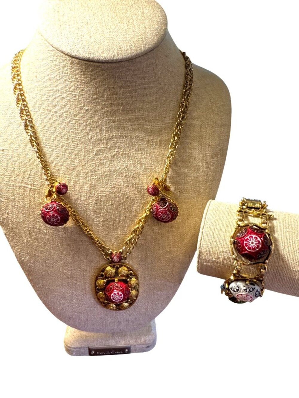 Vtg D & E Juliana Celebrity Ny Moroccan Mosaic Glass Necklace Bracelet Earrings